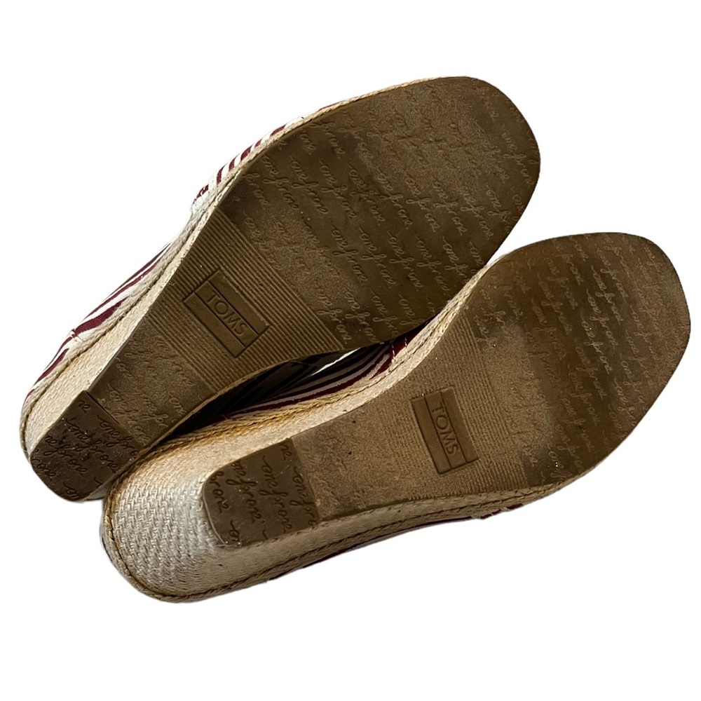TOMS Calypso Canvas Wedge Espadrille Red/Cream Stripe 7.5 - Picture 9 of 10